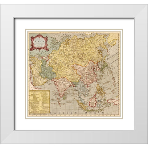 Asia 1700s White Modern Wood Framed Art Print with Double Matting by Vintage Maps