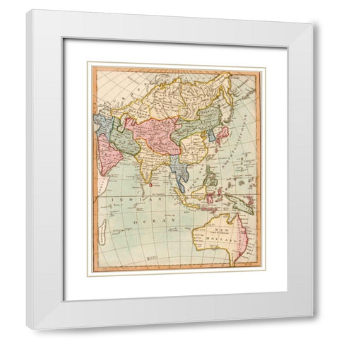 Asia 1796 White Modern Wood Framed Art Print with Double Matting by Vintage Maps