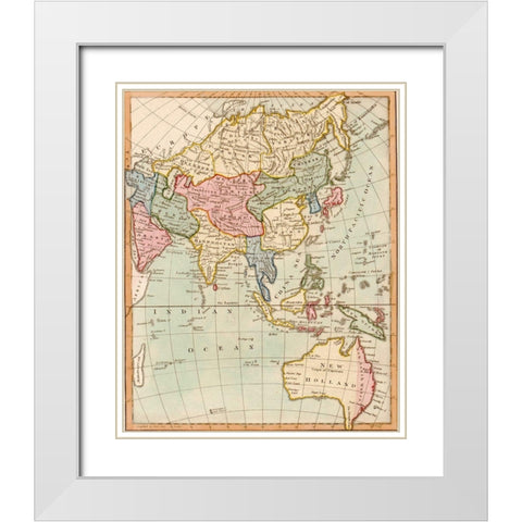 Asia 1796 White Modern Wood Framed Art Print with Double Matting by Vintage Maps