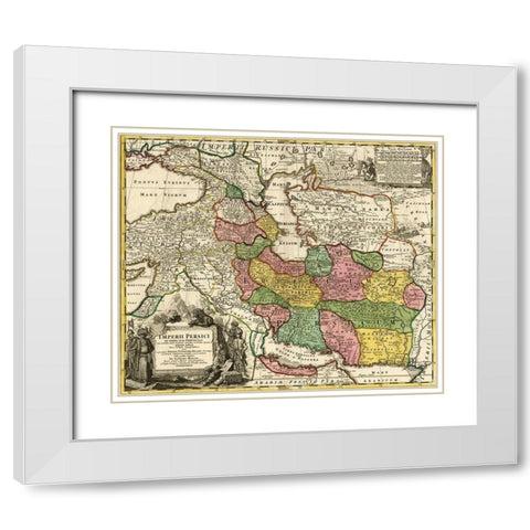 Imperial Persia Iran White Modern Wood Framed Art Print with Double Matting by Vintage Maps