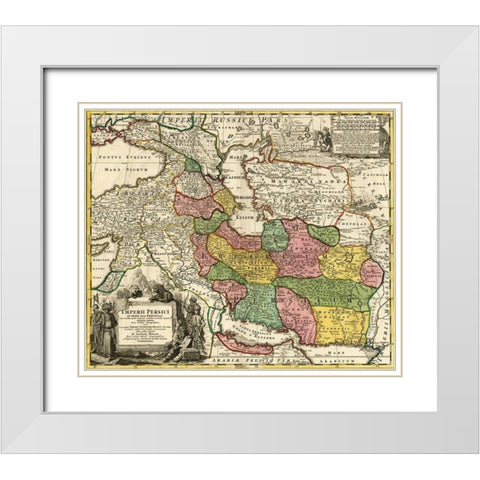 Imperial Persia Iran White Modern Wood Framed Art Print with Double Matting by Vintage Maps