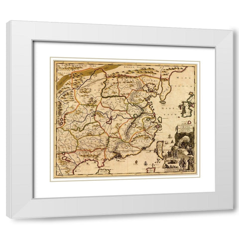 China 1700 White Modern Wood Framed Art Print with Double Matting by Vintage Maps