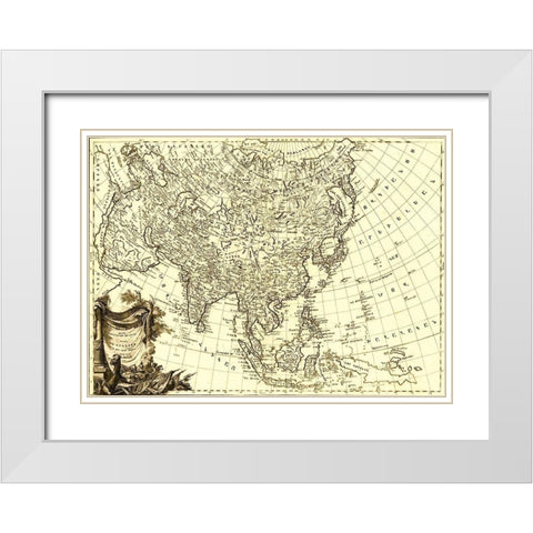 Asia 1787 White Modern Wood Framed Art Print with Double Matting by Vintage Maps
