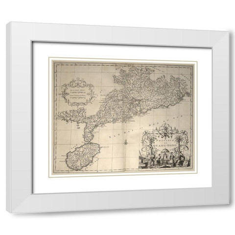China and Hainan Island 1737 White Modern Wood Framed Art Print with Double Matting by Vintage Maps