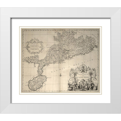 China and Hainan Island 1737 White Modern Wood Framed Art Print with Double Matting by Vintage Maps