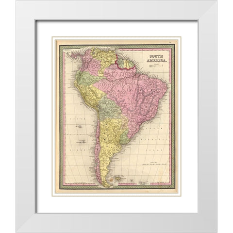 South America 1849 White Modern Wood Framed Art Print with Double Matting by Vintage Maps