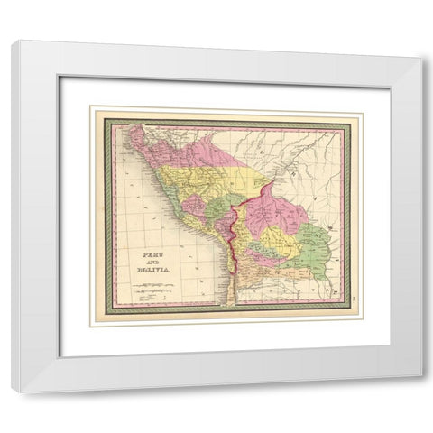 Peru and Bolivia 1849 White Modern Wood Framed Art Print with Double Matting by Vintage Maps