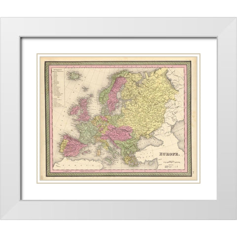Europe 1849 White Modern Wood Framed Art Print with Double Matting by Vintage Maps