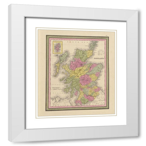 Scotland 1849 White Modern Wood Framed Art Print with Double Matting by Vintage Maps