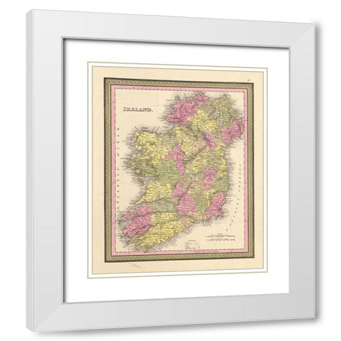 Ireland 1849 White Modern Wood Framed Art Print with Double Matting by Vintage Maps