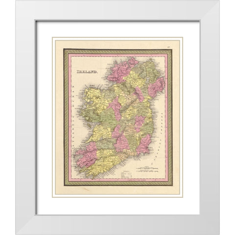 Ireland 1849 White Modern Wood Framed Art Print with Double Matting by Vintage Maps