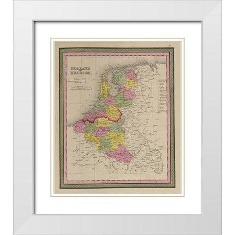 Holland and Belgium 1849 White Modern Wood Framed Art Print with Double Matting by Vintage Maps