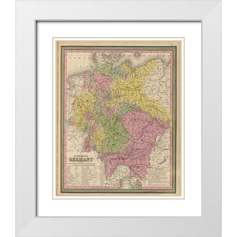 Germany 1849 White Modern Wood Framed Art Print with Double Matting by Vintage Maps