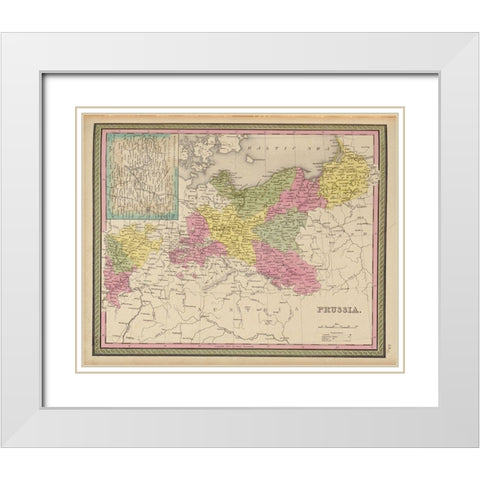 Prussia 1849 White Modern Wood Framed Art Print with Double Matting by Vintage Maps