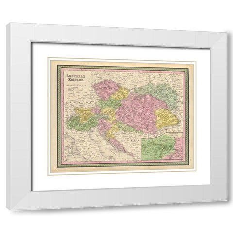 Austrian Empire 1849 White Modern Wood Framed Art Print with Double Matting by Vintage Maps