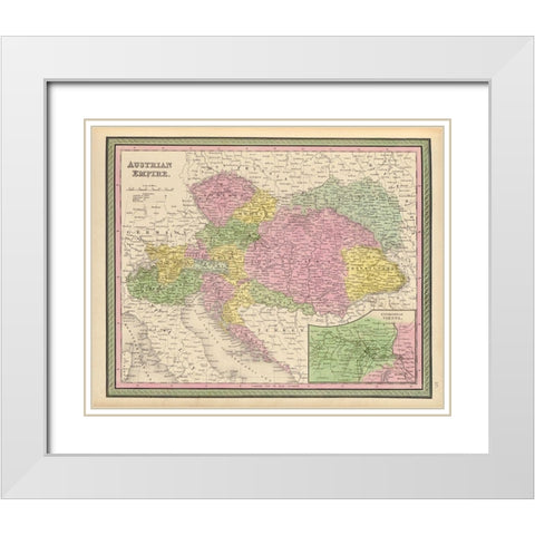 Austrian Empire 1849 White Modern Wood Framed Art Print with Double Matting by Vintage Maps