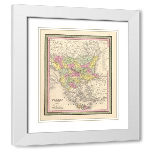 Turkey 1849 White Modern Wood Framed Art Print with Double Matting by Vintage Maps