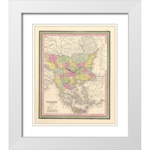 Turkey 1849 White Modern Wood Framed Art Print with Double Matting by Vintage Maps