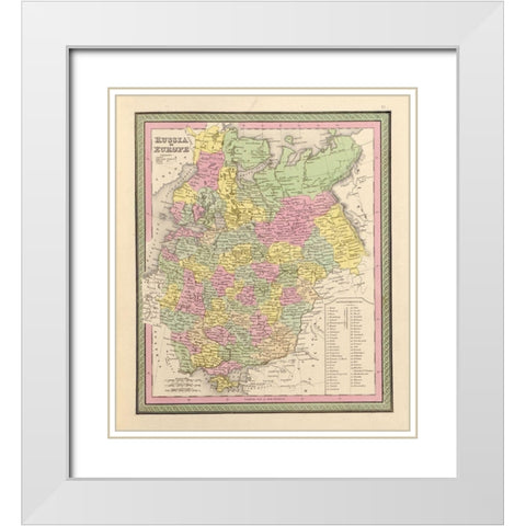 Russia in Europe 1849 White Modern Wood Framed Art Print with Double Matting by Vintage Maps