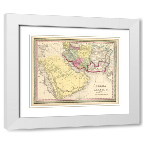 Persia and Arabia 1849 White Modern Wood Framed Art Print with Double Matting by Vintage Maps