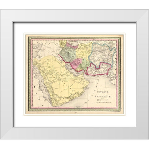 Persia and Arabia 1849 White Modern Wood Framed Art Print with Double Matting by Vintage Maps