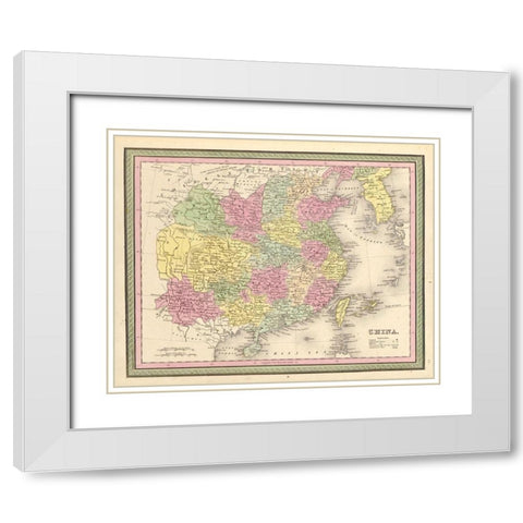 China 1849 White Modern Wood Framed Art Print with Double Matting by Vintage Maps