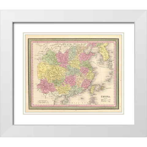 China 1849 White Modern Wood Framed Art Print with Double Matting by Vintage Maps