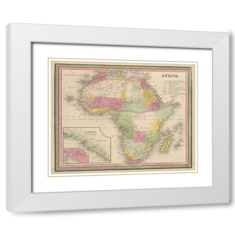 Africa 1849 White Modern Wood Framed Art Print with Double Matting by Vintage Maps