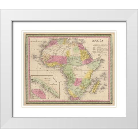 Africa 1849 White Modern Wood Framed Art Print with Double Matting by Vintage Maps