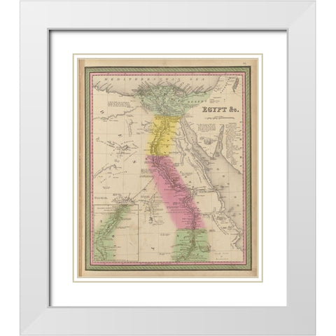 Egypt 1849 White Modern Wood Framed Art Print with Double Matting by Vintage Maps