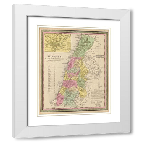 Palestine and Adjacent Countries 1849 White Modern Wood Framed Art Print with Double Matting by Vintage Maps