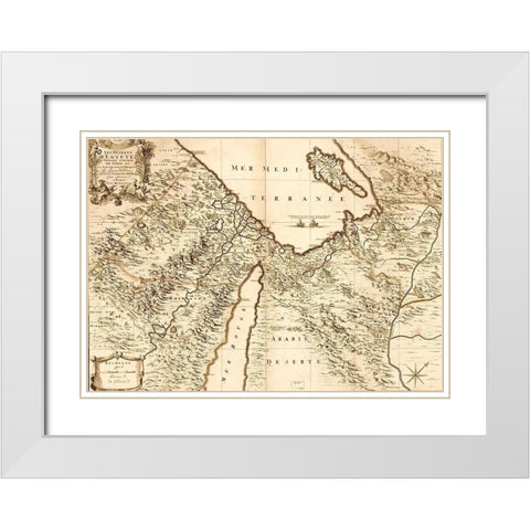 Deserts of Egypt White Modern Wood Framed Art Print with Double Matting by Vintage Maps