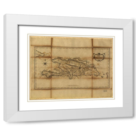 Santo Domingo 1796 White Modern Wood Framed Art Print with Double Matting by Vintage Maps