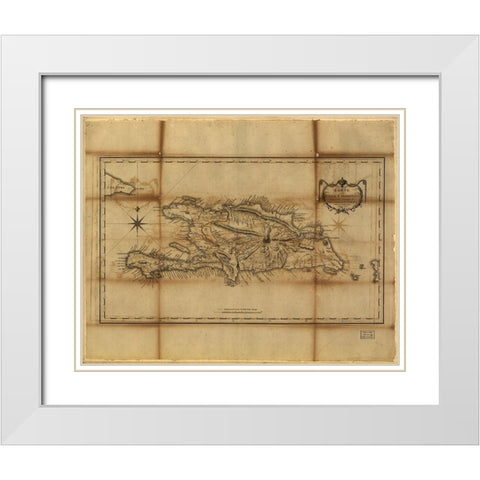 Santo Domingo 1796 White Modern Wood Framed Art Print with Double Matting by Vintage Maps