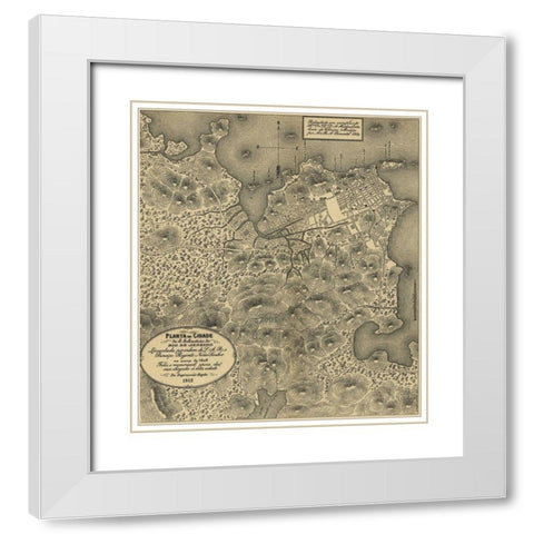 Rio De Janiero 1911 White Modern Wood Framed Art Print with Double Matting by Vintage Maps