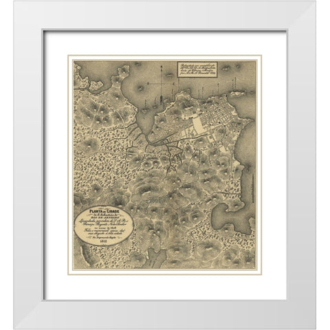 Rio De Janiero 1911 White Modern Wood Framed Art Print with Double Matting by Vintage Maps