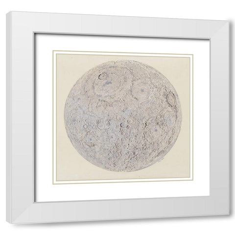 Moon surface with Craters White Modern Wood Framed Art Print with Double Matting by Vintage Maps