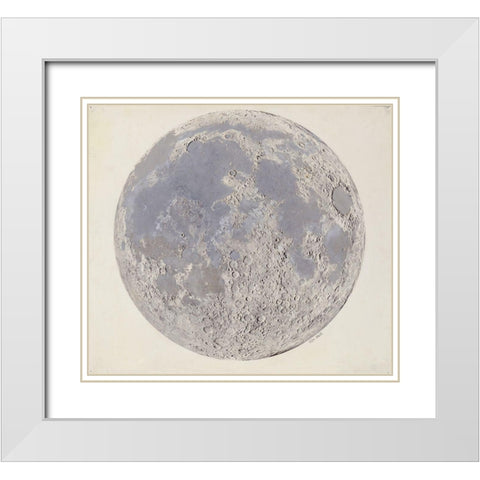 Moon surface with Craters White Modern Wood Framed Art Print with Double Matting by Vintage Maps