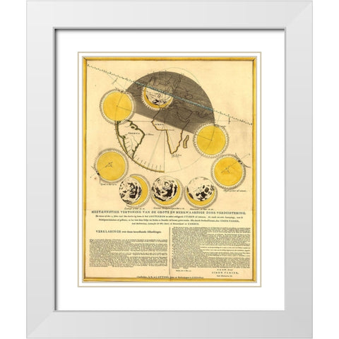 Lunar Phases White Modern Wood Framed Art Print with Double Matting by Vintage Maps