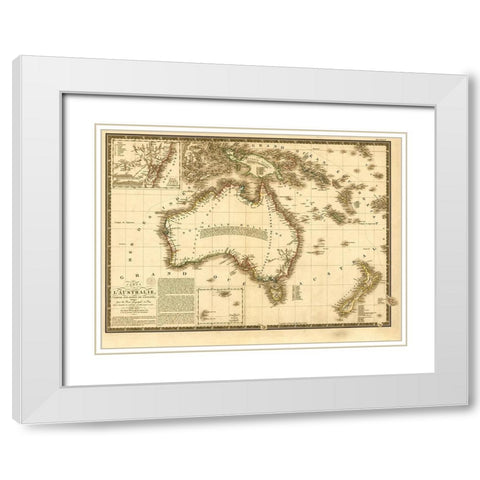 Australia 1826 White Modern Wood Framed Art Print with Double Matting by Vintage Maps