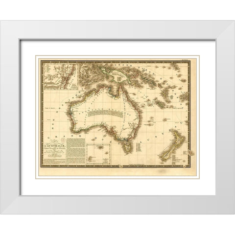 Australia 1826 White Modern Wood Framed Art Print with Double Matting by Vintage Maps