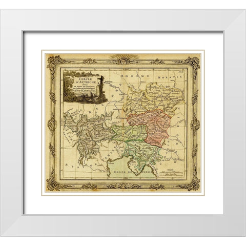 Holy Roman Empire and Austria 1792 White Modern Wood Framed Art Print with Double Matting by Vintage Maps