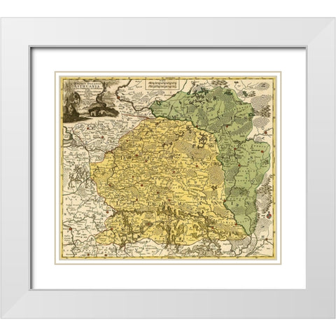 Lithuania 1778 White Modern Wood Framed Art Print with Double Matting by Vintage Maps