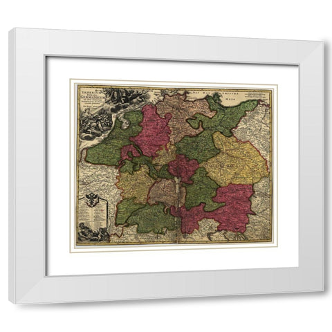 Imperial Roman Germany 1700 White Modern Wood Framed Art Print with Double Matting by Vintage Maps