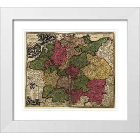 Imperial Roman Germany 1700 White Modern Wood Framed Art Print with Double Matting by Vintage Maps