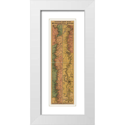 Mississippi River from Cairo to its mouth 1863 White Modern Wood Framed Art Print with Double Matting by Vintage Maps