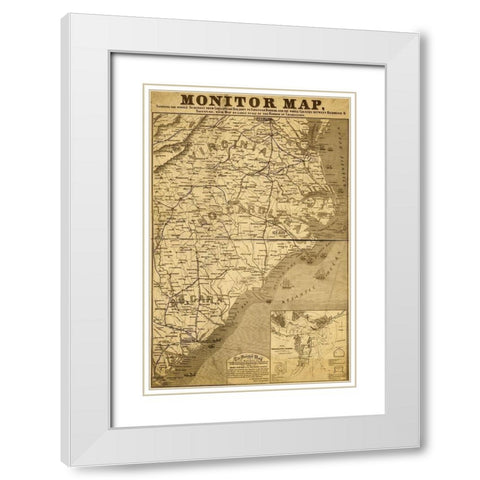 Eastern Seaboard in 1863 White Modern Wood Framed Art Print with Double Matting by Vintage Maps