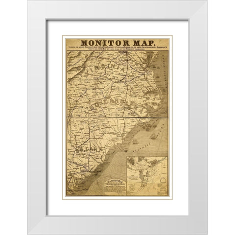 Eastern Seaboard in 1863 White Modern Wood Framed Art Print with Double Matting by Vintage Maps