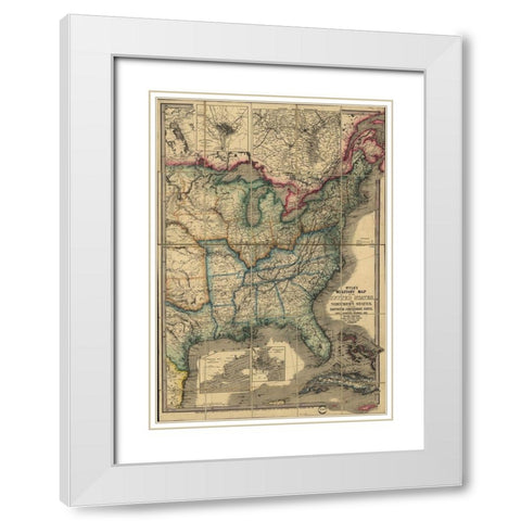 Military Map of the United states 1861 White Modern Wood Framed Art Print with Double Matting by Vintage Maps