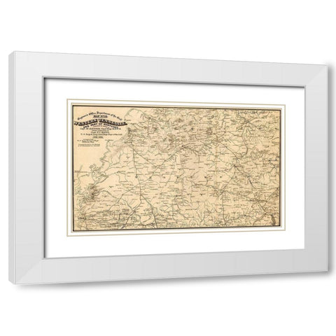 Western Tennessee and Part of Kentucky 1865 White Modern Wood Framed Art Print with Double Matting by Vintage Maps